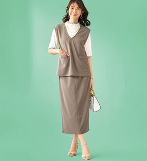 BELLUNA（ベルーナ）の「機能付ジョーゼット素材ベストセットアップ（セットアップ）」｜詳細画像