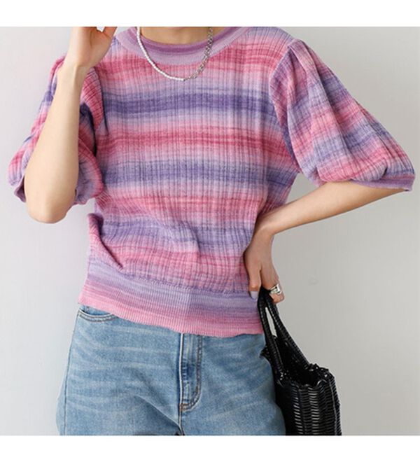 GeeRA（ジーラ）の「前後２ＷＡＹグラデーションニットカーデ（ニットカーディガン）」｜詳細画像