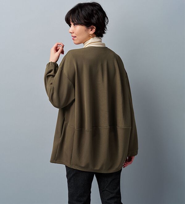 BELLUNA（ベルーナ）の「＜ａｉｒｙ　ｊｅｒｓｅｙ＞配色コクーンジャケット（ノーカラージャケット）」｜詳細画像