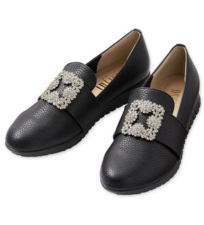 ルフラン（ルフラン）の「ビジューモチーフシューズ（フラットシューズ）」｜ブラック