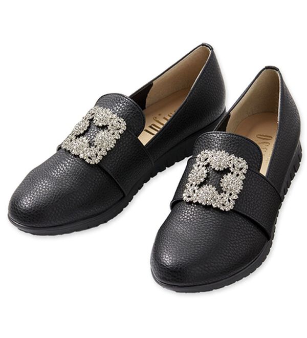 ルフラン（ルフラン）の「ビジューモチーフシューズ（フラットシューズ）」｜ブラック