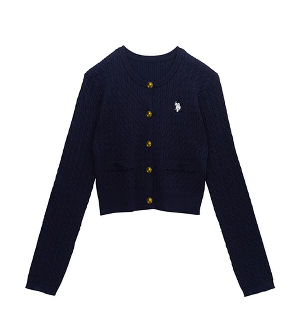 RANAN（ラナン）の「＜Ｕ．Ｓ．Ｐ＞ゴールド調ボタン刺繍ケーブルカーディガン（ニット・セーター）」｜詳細画像