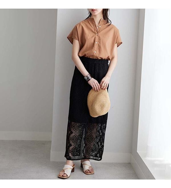 GeeRA（ジーラ）の「綿タッチフレンチスリーブブラウス（ブラウス）」｜詳細画像