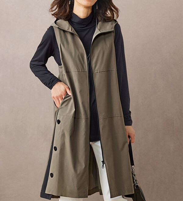 BELLUNA（ベルーナ）の「配色切替サイドボタン使いロングベスト（ベスト）」｜詳細画像