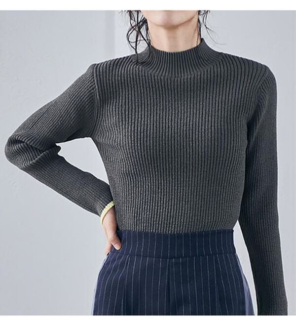 RANAN（ラナン）の「もちもちリブパイピングハイネックニット（ニット・セーター）」｜詳細画像