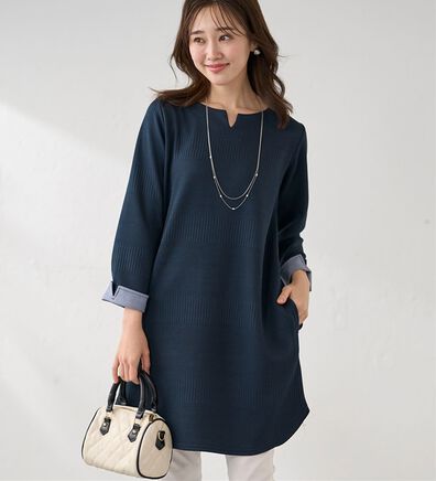 BELLUNA（ベルーナ）の「ボーダージャカード素材ワンピース（その他ワンピース）」