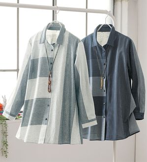 ルフラン（ルフラン）の「【２色組】日よけに便利な綿１００％シャツジャケット（シャツ）」｜2色組