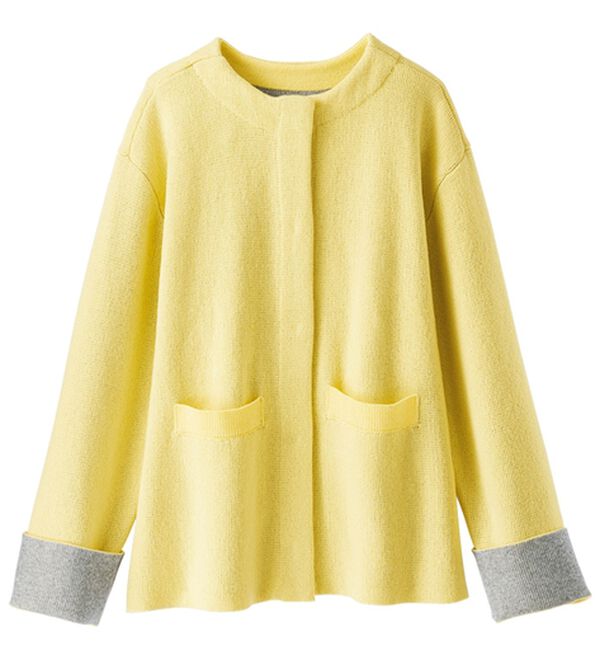 BELLUNA（ベルーナ）の「配色デザインふんわりニットジャケット（ハーフコート）」｜詳細画像