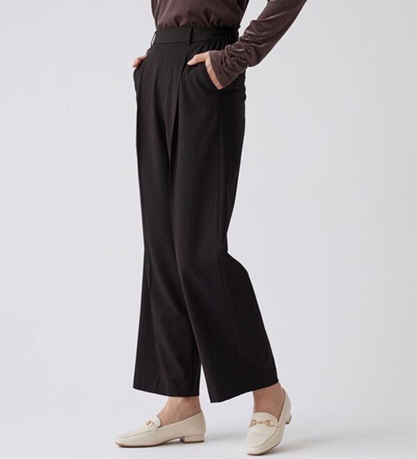 BELLUNA（ベルーナ）の「サマ見え（Ｓ）美脚タック使いワイドパンツ（ワイドパンツ・ガウチョ）」｜詳細画像