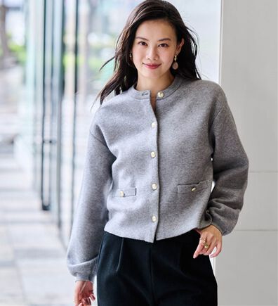 RANAN（ラナン）の「【4つの機能付き】洗える！ゴールド調ボタンニットカーディガン（ニットカーディガン）」