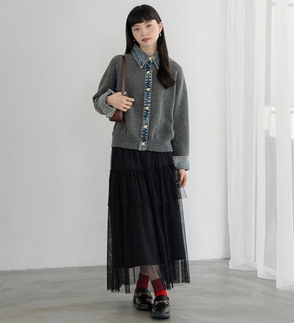 BELLUNA（ベルーナ）の「デニム&times;ニット切替ジャケット（その他ジャケット）」｜詳細画像