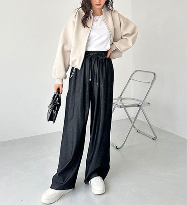 接触冷感】穿いて感動！キレイ見えする楽ちんワイドデニムパンツ