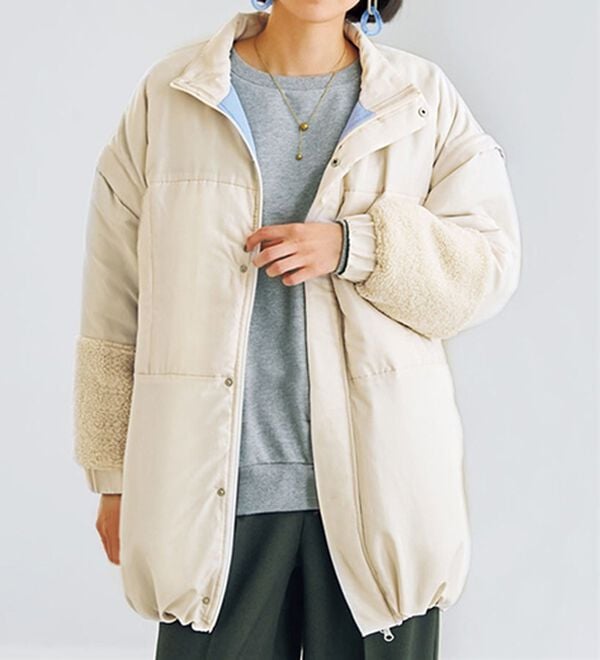 BELLUNA（ベルーナ）の「ベストにもなる！はっ水ヤク混中わたビッグコート（ハーフコート）」｜アイボリー