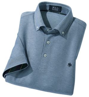 「＜ポロ・ビーシーエス＞上品５分袖ポロシャツ（メンズポロシャツ）」｜ブルー