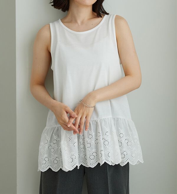 BELLUNA（ベルーナ）の「裾レース使いレイヤード用タンクトップ（タンクトップ・キャミソール）」｜詳細画像