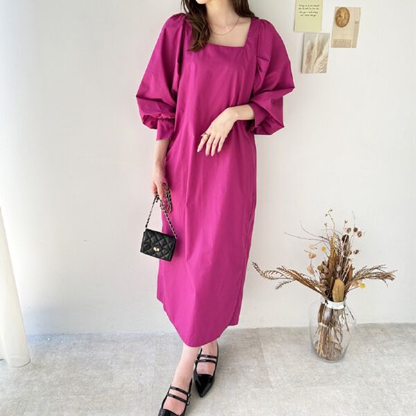 GeeRA（ジーラ）の「スクエアネックロングワンピース（ロングワンピース）」｜詳細画像