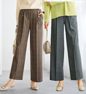 BELLUNA（ベルーナ）の「サマ見えウール調ボタン使いワイドパンツ（ワイドパンツ・ガウチョ）」｜詳細画像