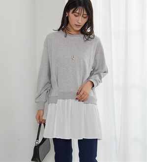 BELLUNA（ベルーナ）の「裏毛素材レイヤード風チュニック（チュニック）」｜杢グレー