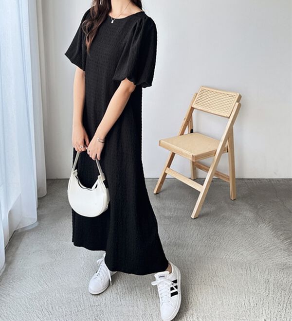 GeeRA（ジーラ）の「ボリューム袖楽ちん表面感ワンピース（カットソーワンピース）」｜詳細画像