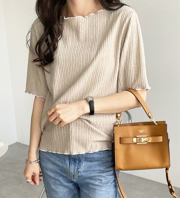 GeeRA（ジーラ）の「前後２ＷＡＹ配色メロー５分袖カットソー（カットソー）」｜詳細画像