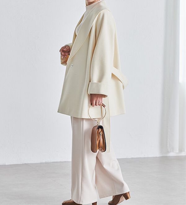 RANAN（ラナン）の「ウール調ビッグカラーガウンコート（ハーフコート）」｜詳細画像