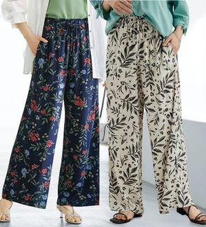 BELLUNA（ベルーナ）の「ヒンヤリ！レーヨン素材プリントワイドパンツ（ワイドパンツ・ガウチョ）」｜詳細画像