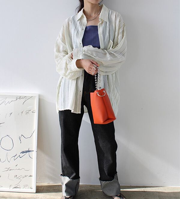 GeeRA（ジーラ）の「きらきらシアーストライプジャカードシャツ（シャツ）」｜詳細画像