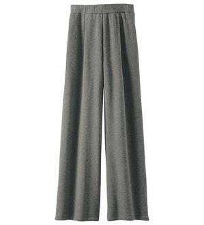 BELLUNA（ベルーナ）の「まるではく毛布！静電防止付裏ファーワイドパンツ（フルレングスパンツ）」｜杢チャコール