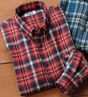 「＜フィラ＞チェック柄フランネルシャツ（メンズシャツ）」｜レッド