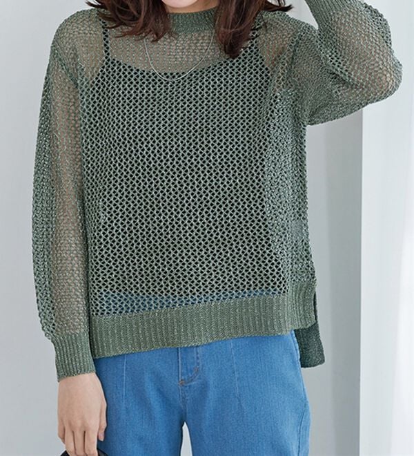 BELLUNA（ベルーナ）の「ラメメッシュニットプルオーバー（ニット・セーター）」｜詳細画像