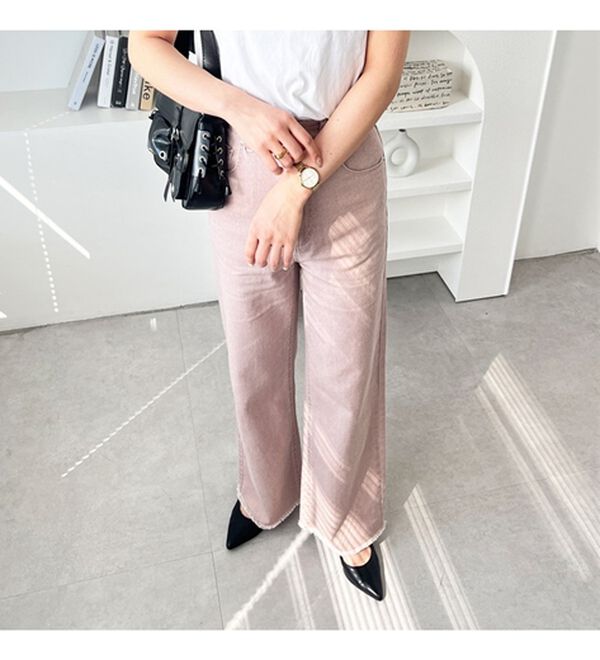 GeeRA（ジーラ）の「オリジナルパッチハイウエストデニム（ワイドパンツ・ガウチョ）」｜詳細画像