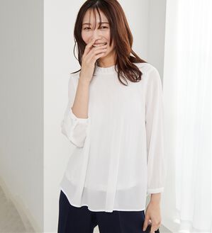 BELLUNA（ベルーナ）の「【新色追加】〈セレモニースタイル〉細プリーツデザインブラウス（ブラウス）」｜オフ白