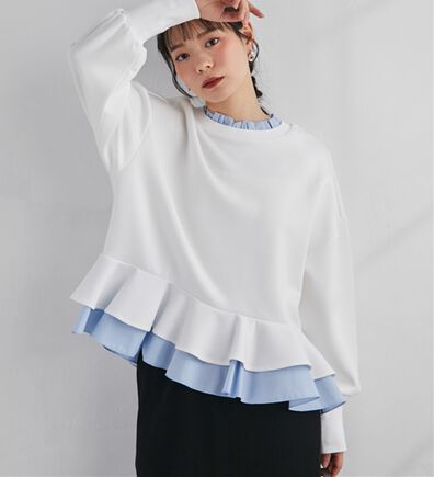 RANAN（ラナン）の「レイヤードペプラムスウェット（トレーナー・スウェット）」