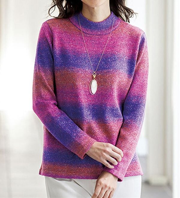 BELLUNA（ベルーナ）の「グラデーションかすりニットカーディガンアンサンブル（アンサンブル）」｜詳細画像