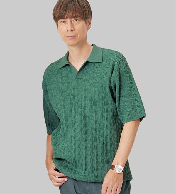 「【おじフェス着用】着映えニットポロ（メンズニット・セーター）」｜詳細画像