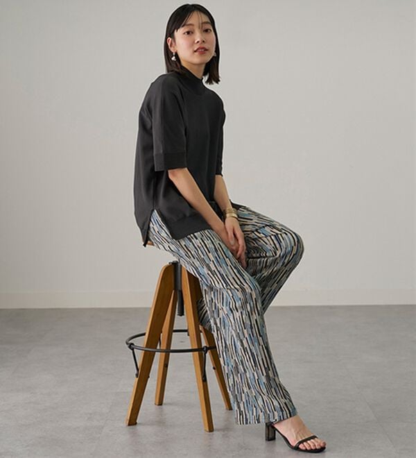 BELLUNA（ベルーナ）の「楊柳サラサラ素材プリントイージーパンツ（フルレングスパンツ）」｜詳細画像