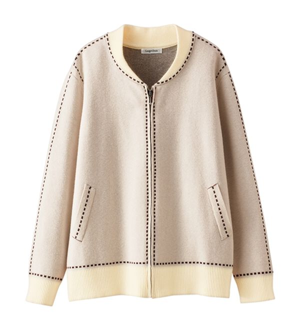 BELLUNA（ベルーナ）の「【Ｌａｇｒｉｌｕａ】ステッチ風ジャカード編ニットジャケット（その他ジャケット）」｜詳細画像