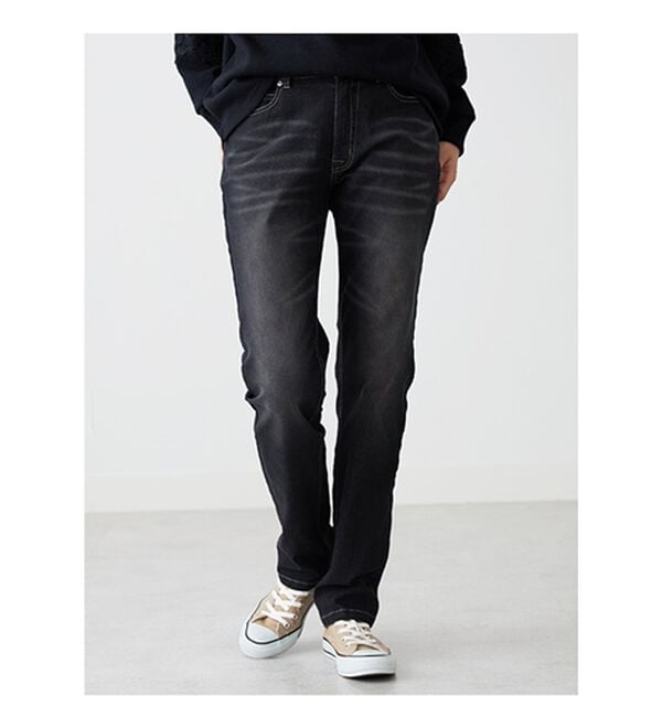 BELLUNA（ベルーナ）の「【暖かデニム】ふんわり裏起毛ストレッチスリムジーンズ（フルレングスパンツ）」｜詳細画像