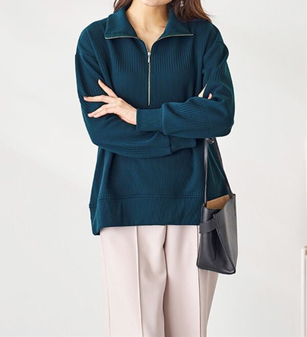 BELLUNA（ベルーナ）の「ボーダージャカードハーフジッププルオーバー（カットソー）」｜詳細画像