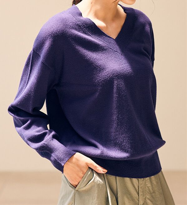 RANAN（ラナン）の「もちもちベーシックニット（Vネック・ハイネック）（ニット・セーター）」｜詳細画像