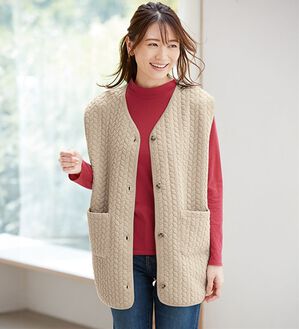 LAVIENNE（ラヴィエンヌ）の「キルティングベスト（パジャマ・ルームウェア）」｜ライトベージュ