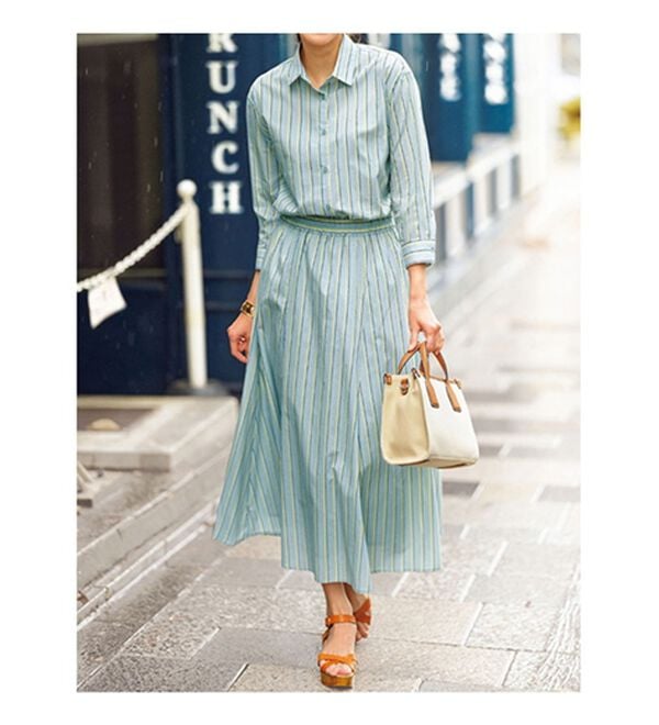 BELLUNA（ベルーナ）の「即コーデ完成！綿１００％ストライプ柄セットアップ（セットアップ）」｜詳細画像