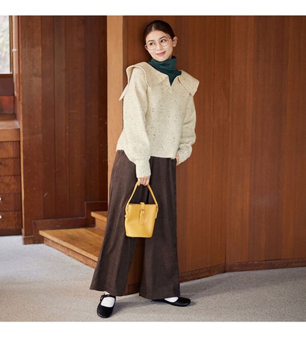 Viola e Viola（ヴィオラ エ ヴィオラ）の「もっちりネップ柄ニットの衿付きトップス（ニット・セーター）」｜詳細画像