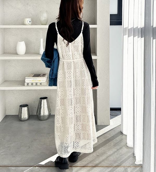 GeeRA（ジーラ）の「前後２ＷＡＹパネルレースキャミワンピース（その他ワンピース）」｜詳細画像