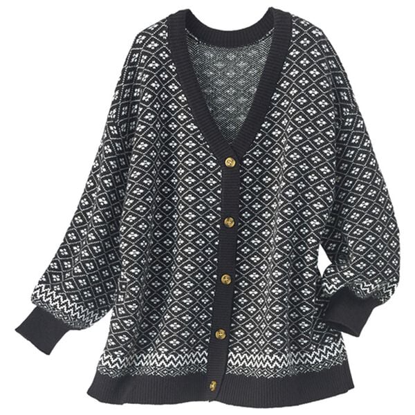 BELLUNA（ベルーナ）の「ビンテージ柄ジャカードニットカーディガン（ニットカーディガン）」｜詳細画像