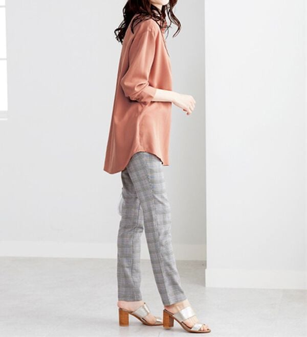 BELLUNA（ベルーナ）の「とろみ素材レース使いシャツチュニック（チュニック）」｜詳細画像