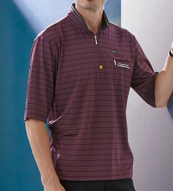 「【３色組】＜ダンロップ・リファインド＞シャドーボーダーハイネックシャツ（メンズカットソー）」｜詳細画像