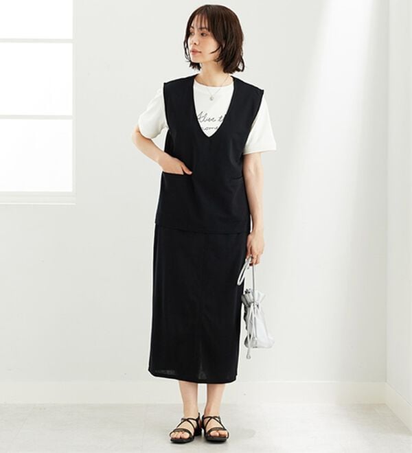 BELLUNA（ベルーナ）の「機能付ジョーゼット素材ベストセットアップ（セットアップ）」｜詳細画像