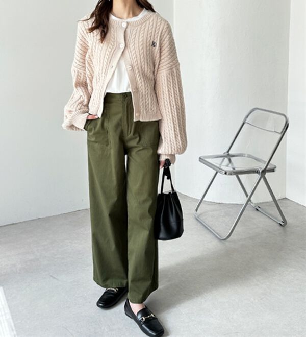 GeeRA（ジーラ）の「コットンワイドベイカーパンツ（フルレングスパンツ）」｜詳細画像