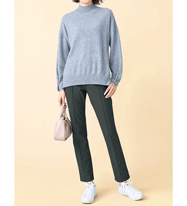 VINNO（ヴィノ）の「＜日本製＞美のフィット裏起毛ハイテンションストレートパンツ（フルレングスパンツ）」｜詳細画像